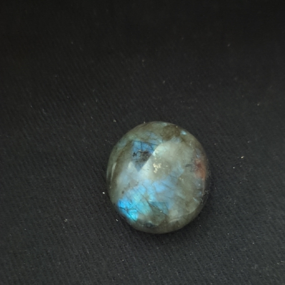 Grey Labradorite Gemstone Blue Flash Cabochon Palm Stone - 46 Grams.